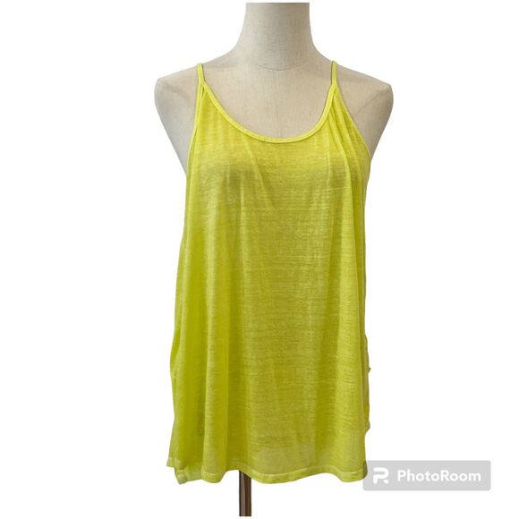 Free People We the Free Tissue Tank Strappy Back Medium Yellow Boho Colorful - Picture 3 of 6
